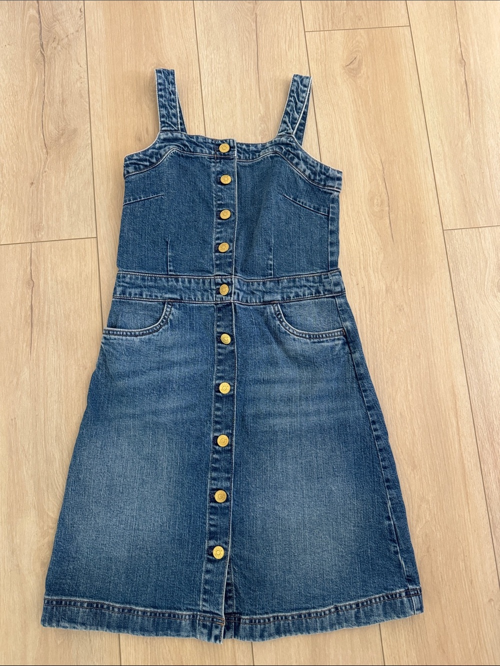 J. Crew Classic Blue Denim Button-Front Kids Dress Sz 12